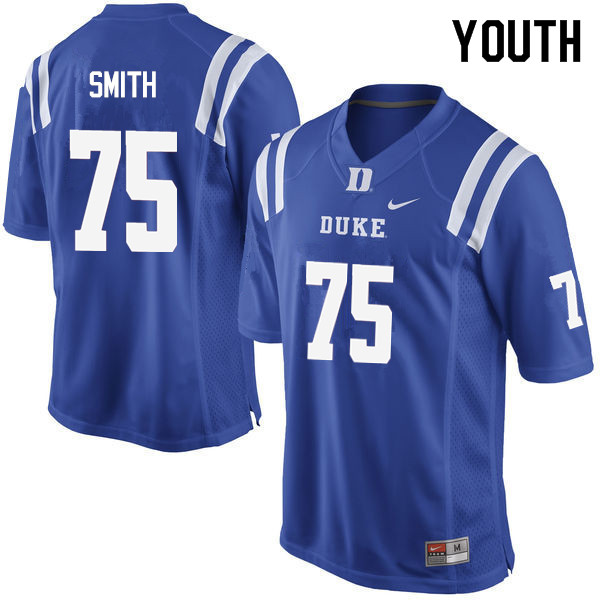 Youth #75 Liam Smith Duke Blue Devils College Football Jerseys Sale-Blue